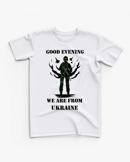 Футболка дитяча з принтом Good evening, we are from Ukraine V68 Футболка дитяча з принтом Good evening, we are from Ukraine V68