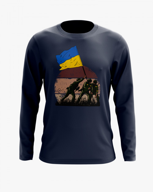 Світшот чоловічий з принтом ЗСУ встановлюють флаг України Світшот чоловічий з принтом ЗСУ встановлюють флаг України