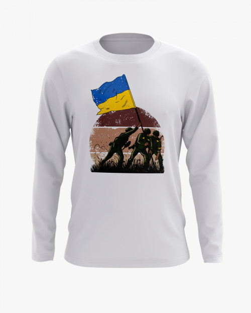 Світшот жіночий з принтом ЗСУ встановлюють флаг України Світшот жіночий з принтом ЗСУ встановлюють флаг України