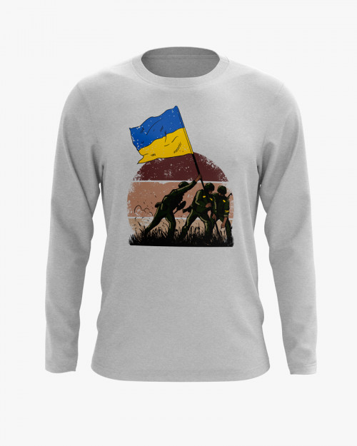 Світшот жіночий з принтом ЗСУ встановлюють флаг України Світшот жіночий з принтом ЗСУ встановлюють флаг України