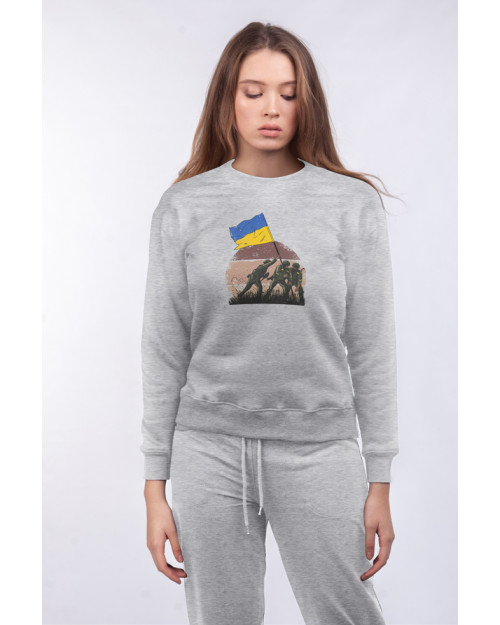 Костюм жіночий (світшот, штани) з принтом ЗСУ встановлюють флаг України Костюм жіночий (світшот, штани) з принтом ЗСУ встановлюють флаг України