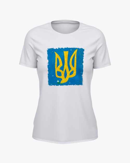 Футболка жіноча з принтом герб України V82 Футболка жіноча з принтом герб України V82