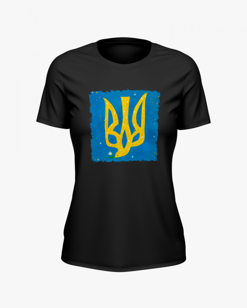 Футболка жіноча з принтом герб України V82 Футболка жіноча з принтом герб України V82