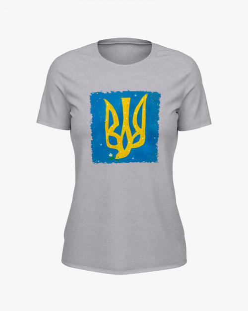 Футболка жіноча з принтом герб України V82 Футболка жіноча з принтом герб України V82