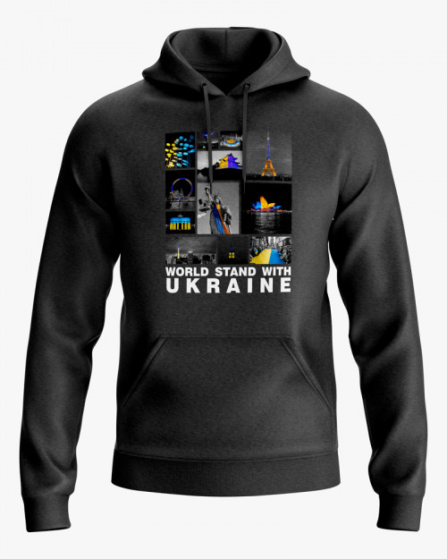 Худі чоловічий з принтом Світ з Україною Худі чоловічий з принтом Світ з Україною