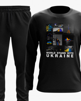 Костюм чоловічий (світшот, штани) з принтом Світ з Україною