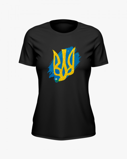 Футболка жіноча з принтом герб України V105 Футболка жіноча з принтом герб України V105
