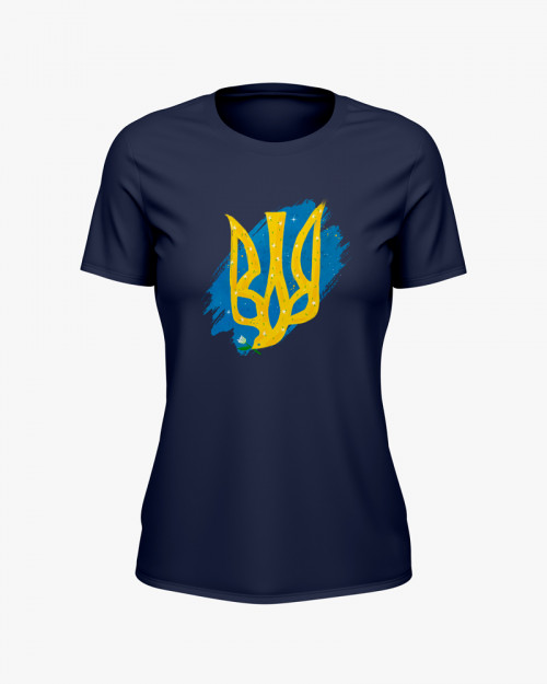 Футболка жіноча з принтом герб України V105 Футболка жіноча з принтом герб України V105