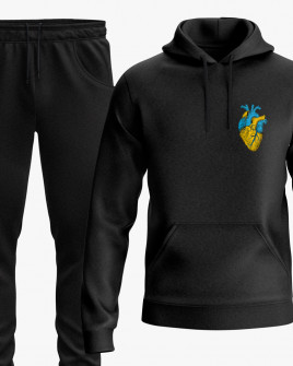 Костюм жіночий (худі, штани) з принтом Сердце українця V25