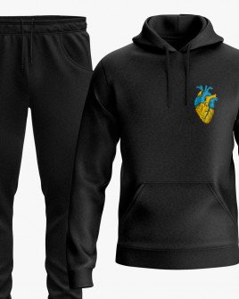 Костюм женский (худи, штаны) с принтом Сердце украинца V25
