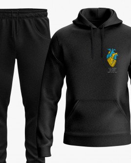 Костюм женский (худи, штаны) с принтом Сердце украинца V26