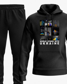 Костюм женский (худи, штаны) с принтом Мир с Украиной