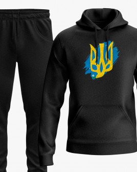 Костюм мужской (худи, штаны) с принтом Герб Украины V105